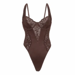 Adeline Satin & Lace Teddy Chocolate 7 Adeline Satin & Lace Teddy Chocolate -Fashion Lingerie Store OhLaLaCherieAdelineSatin LaceTeddy51 12003Chocolate 1