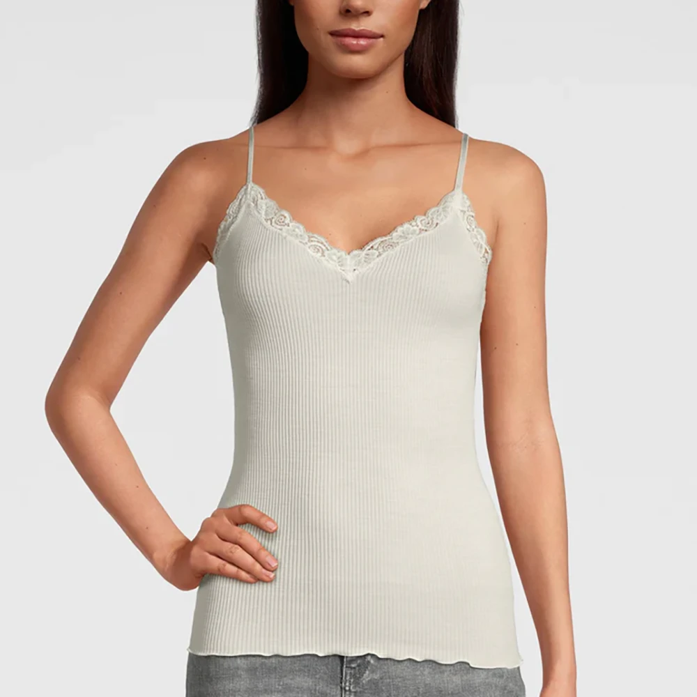 Spaghetti Top In Wool And Silk With Leavers Lace 7 Spaghetti Top In Wool And Silk With Leavers Lace - Image 5