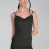 Wool And Silk Camisole Top With Leavers Lace Bosco