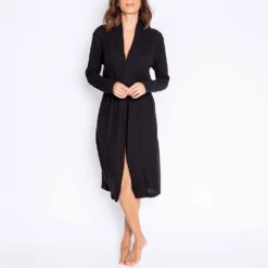 Pj Salvage Textured Essentials Robe Black