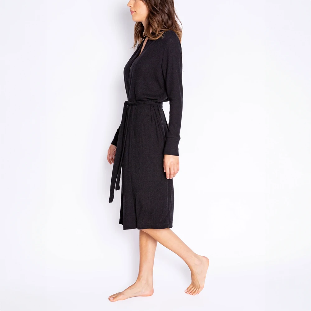 Pj Salvage Textured Essentials Robe Black 4 Pj Salvage Textured Essentials Robe Black - Image 2