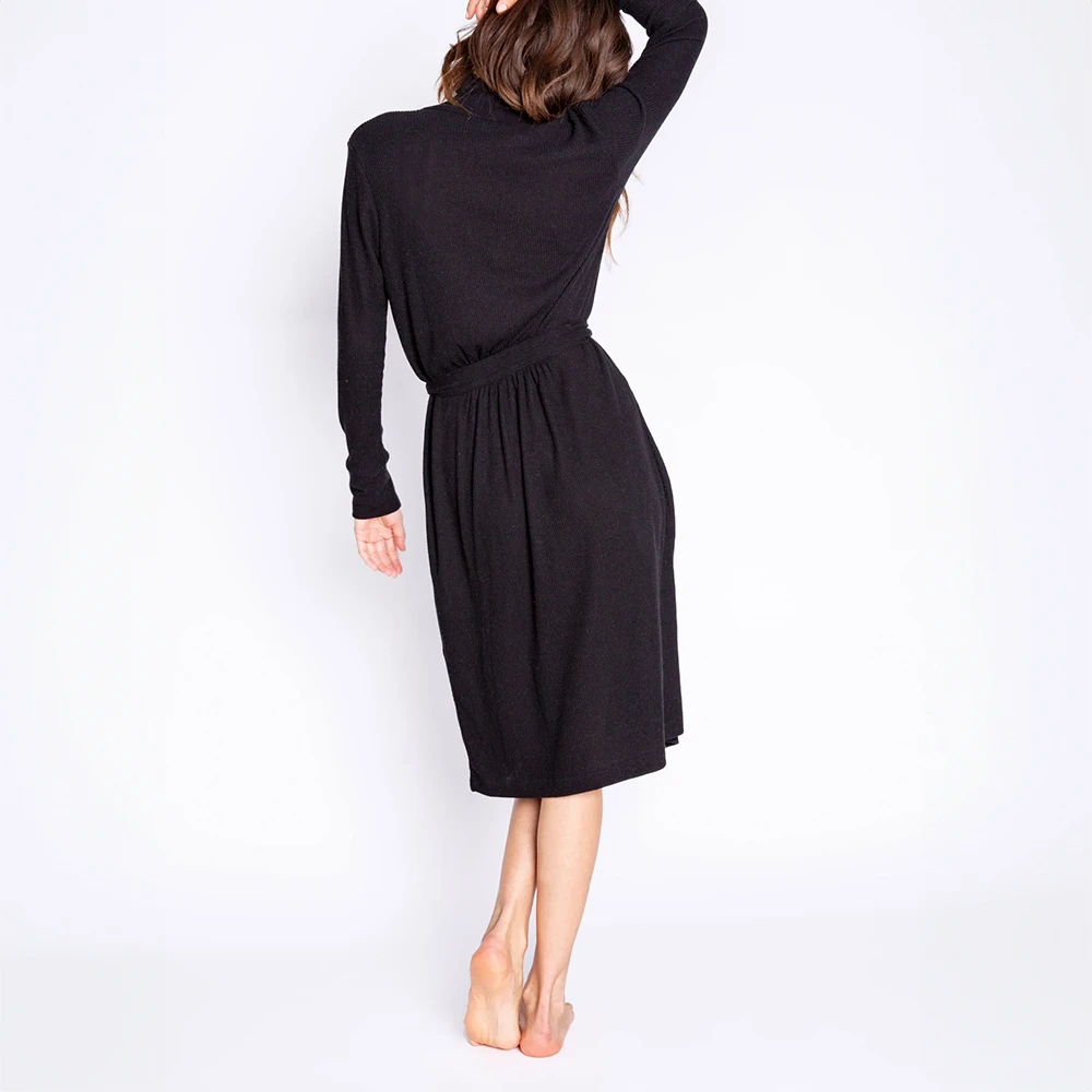 Pj Salvage Textured Essentials Robe Black 6 Pj Salvage Textured Essentials Robe Black - Image 4