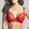 Panache Ana Non-Padded Plunge Bra Salsa Red -Fashion Lingerie Store PanacheAnaNon PaddedPlungeBra9396SalsaRed