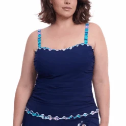 Harmony Plus Size Sweetheart Underwire Tankini Top Navy