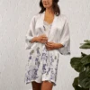Classic Silk Short Kimono Printed Spring Prairie -Fashion Lingerie Store SamanthaChangClassicSilkShortKimonoPrintedSC818025SpringPrairie