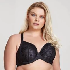 Roxie Plunge Bra Black -Fashion Lingerie Store Sculptresse by Panache Roxie Plunge Seamed Bra F