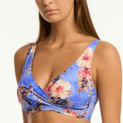 Blue Hawaii Cross Front Multifit Bra Iris