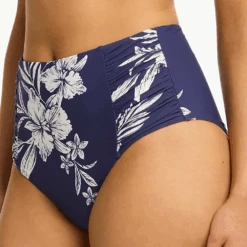 High Waist Gathered Side Pant Aloha French Navy -Fashion Lingerie Store SeaLevelHighWaistGatheredSidePantSL4140AHAlohaFrenchNavy 7