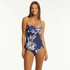 Twist Bandeau Tankini Aloha French Navy 7 Twist Bandeau Tankini Aloha French Navy -Fashion Lingerie Store SeaLevelTwistBandeauTankiniSL3201AHAlohaFrenchNavy 3