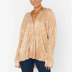 Show Me Your Mumu Everywhere Top Gold Pleat