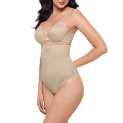 Sexy Sheer Shaping High-Waist Thong 10 Sexy Sheer Shaping High-Waist Thong -Fashion Lingerie Store TCSexySheerShapingHigh WaistThong2778Beige 1