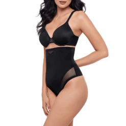 Sexy Sheer Shaping High-Waist Thong 12 Sexy Sheer Shaping High-Waist Thong -Fashion Lingerie Store TCSexySheerShapingHigh WaistThong2778Black 1
