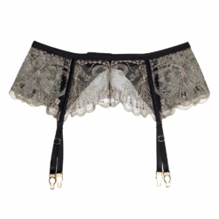 Spotlight Embroidered Garter Belt Black/Gold