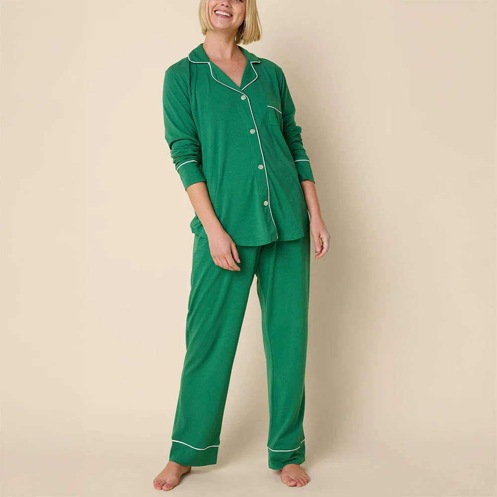 Classic Pima Knit Long-Sleeved Pajama Pine 3 Classic Pima Knit Long-Sleeved Pajama Pine