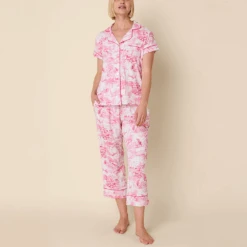 Pima Knit Capri Set -Fashion Lingerie Store TheCat sPajamasPimaKnitCapriSetPalmGroveToile 2