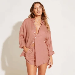 Playa Linen Boyfriend Shirt 11 Playa Linen Boyfriend Shirt -Fashion Lingerie Store VitaminAPlayaLinenBoyfriendShirt6307405Rose 3
