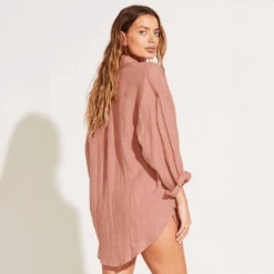 Playa Linen Boyfriend Shirt 10 Playa Linen Boyfriend Shirt -Fashion Lingerie Store VitaminAPlayaLinenBoyfriendShirt6307405Rose 4