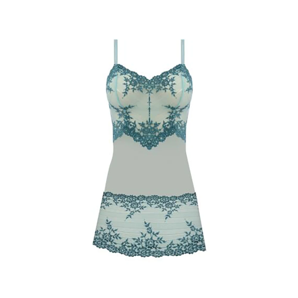 Wacoal Embrace Lace Chemise Eggshell/Brittany Blue 6 Wacoal Embrace Lace Chemise Eggshell/Brittany Blue - Image 4