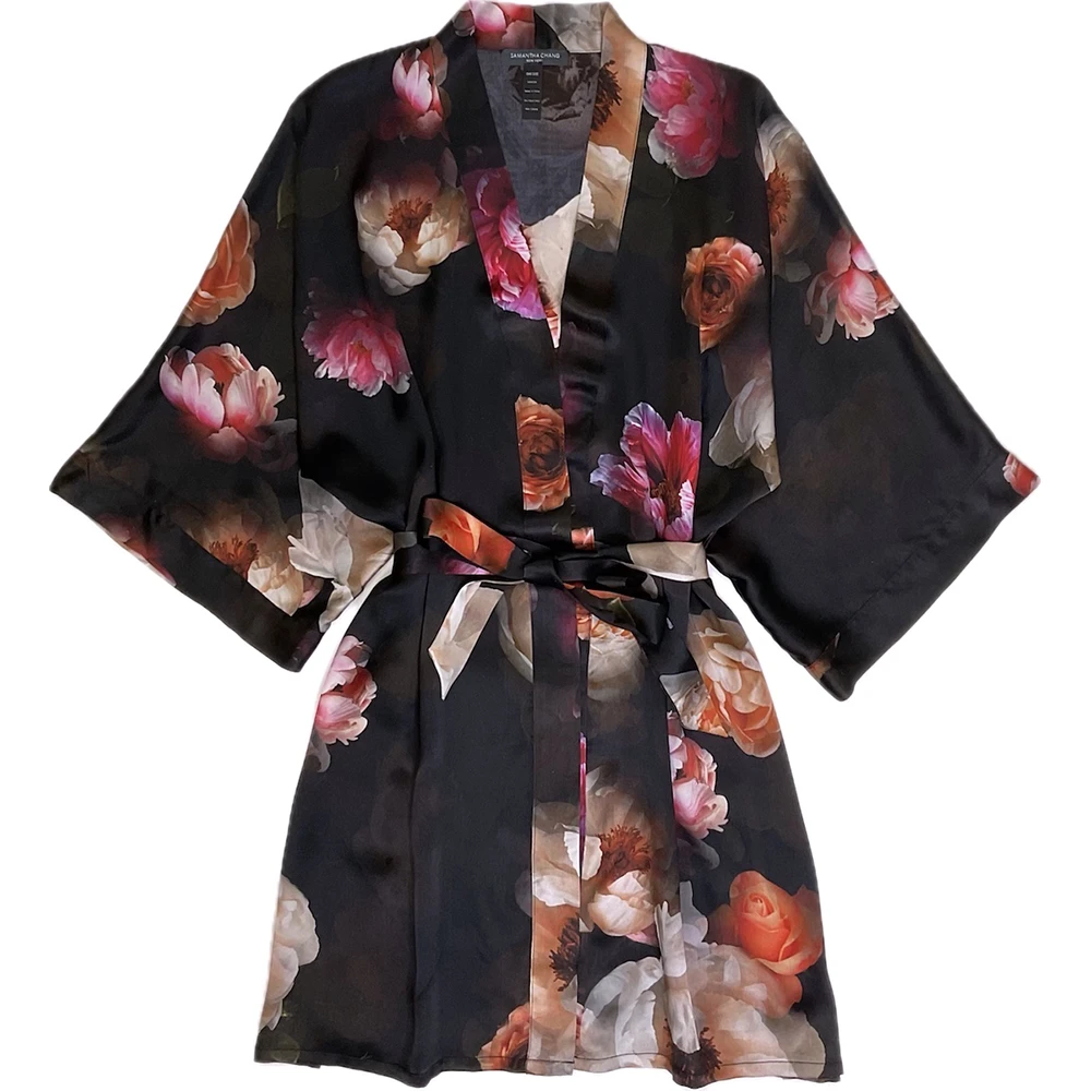Classic Silk Short Kimono Midnight Glory 3 Classic Silk Short Kimono Midnight Glory