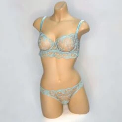 Lace Demi Cup Bra Aqua -Fashion Lingerie Store full
