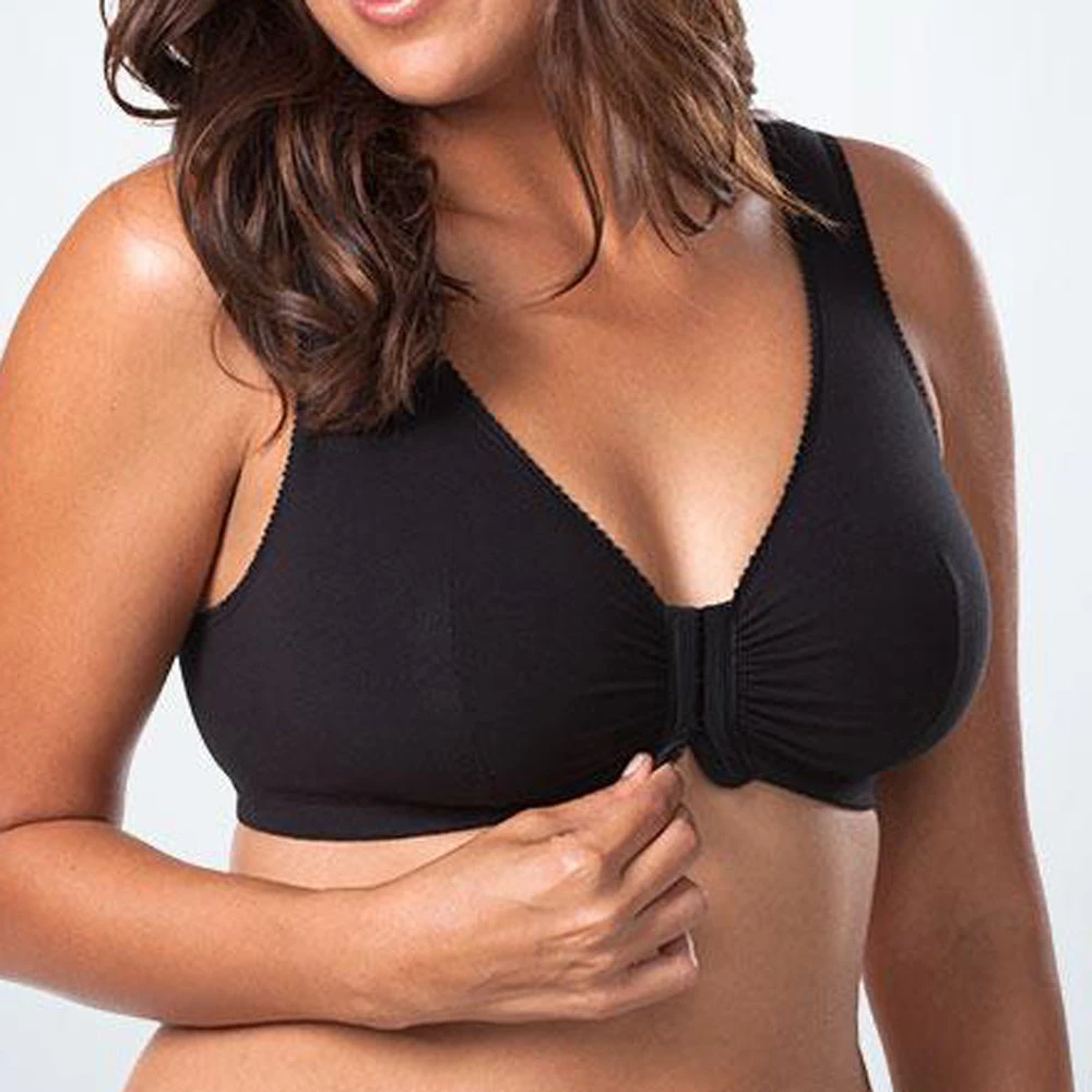 Cotton Front Close Sleep & Leisure Bra Black 3 Cotton Front Close Sleep & Leisure Bra Black